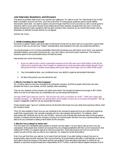 Job Interview Questions and Answers | PDF | Employment | Motivation