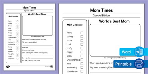 Mother's Day Newspaper Template | Prompt | Twinkl USA