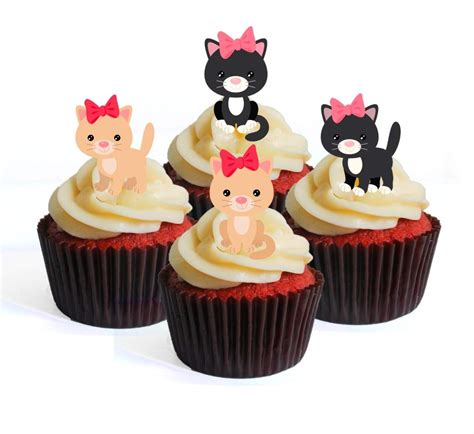 Buy Cute Cats Kittens Theme Edible Cupcake Toppers - Stand Up Wafer ...