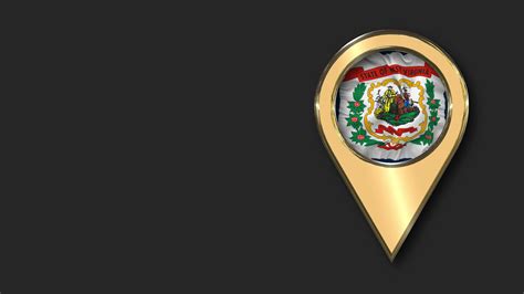 State of West Virginia Gold Location Icon Flag Seamless Looped Waving ...
