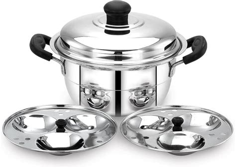 IBELL Stainless Steel Multi Purpose Kadai with 2 Idli Plate (8 Idlis ...