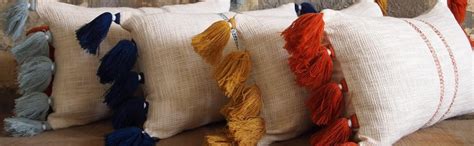 Buy aRDENMEAD 100% Cotton Hand Embroidered Striped Decorative Cushion ...