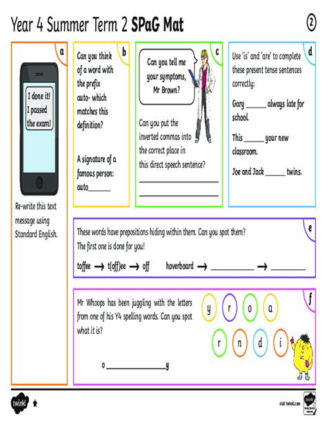 Fillable Online Year 4 Summer Term 2 SPaG Mat Fax Email Print - pdfFiller