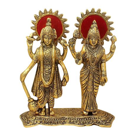Buy RAAVEE Gifts Metal Vishnu Lakshmi Golden Idol Lord Vishnu/Laxmi ...