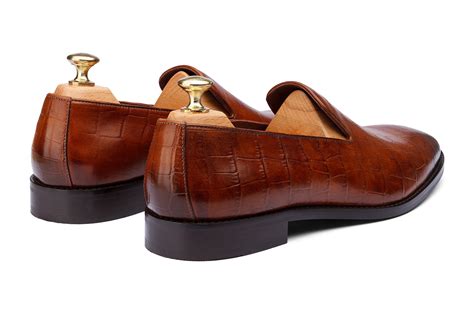ROTTERDAM - CROCO ROYAL TAN HAND PATINA LEATHER SHOES – DABLR. Shoes