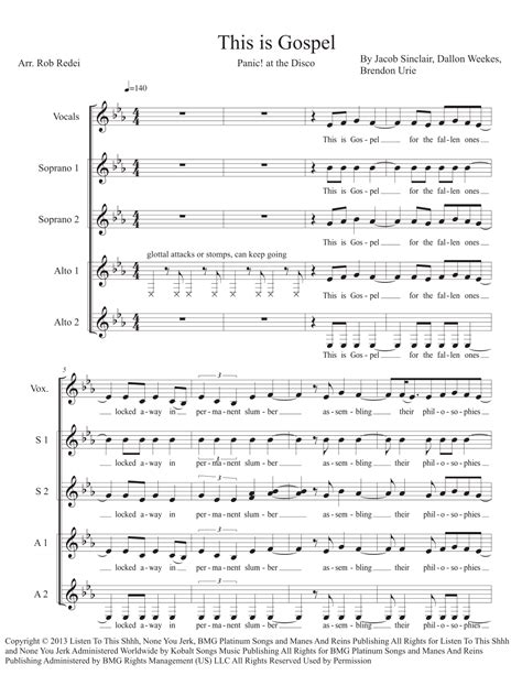 This Is Gospel (arr. Rob Redei) by Panic! At The Disco Sheet Music for ...
