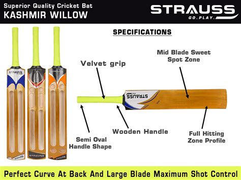 Strauss Kashmir Willow Double Blade Cricket Bat, (Plain) – StraussSport