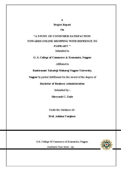 Flipkart project report - A Project Report On “A STUDY OF CONSUMER ...