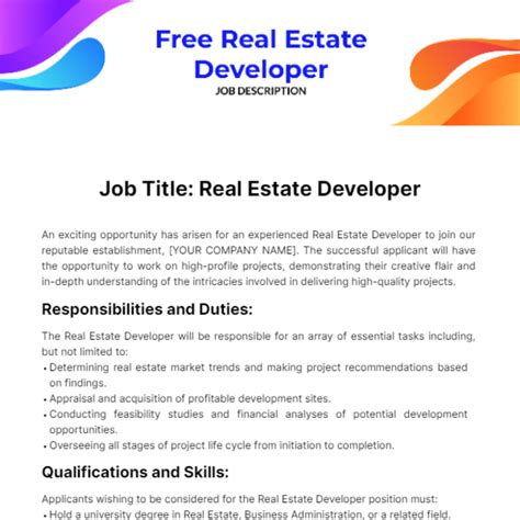 Job Description Of Real Estate Developer at Thomas Reiser blog