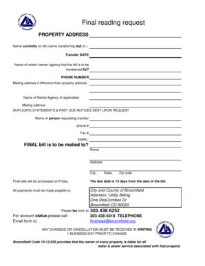 Utility Bill Transfer Request Form - Blank Fillable Template | Fill Out ...
