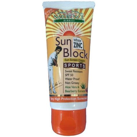 Naturence Herbals Sun Block Sports Cream White Zinc SPF50, 72g : Amazon ...
