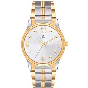Buy Aglance Stainless Steel Chain Analog Wrist Watch for Men (White) at ...
