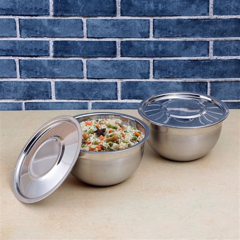 Kraft Stainless Steel Serving Bowl (2 Pieces) – With Lid – Vinod ...