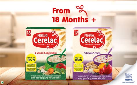 Nestlé CERELAC Baby Cereal with Milk, 5 Grains & Fruits – From 18 to 24 ...