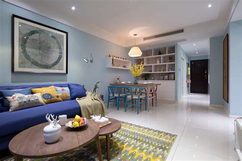 简约北欧88平米三居室客厅沙发装修效果图片_别墅设计图