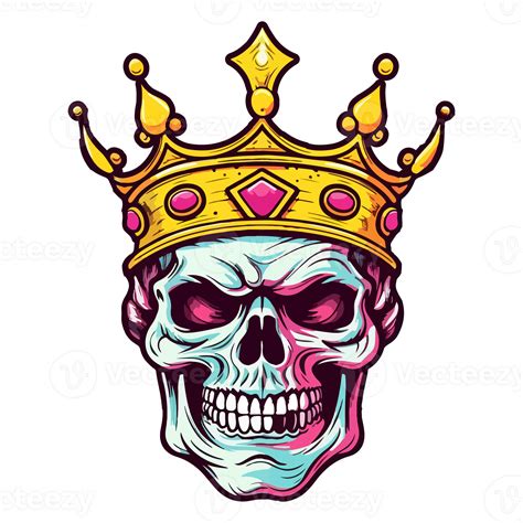 skull wearing crown Logo, skull king Sticker, Pastel cute colors ...
