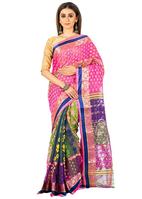 Get Multicoloured Dhakai Jamdani Soft Silk Saree at ₹ 4725 | LBB Shop