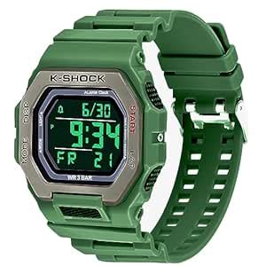 Buy Shocknshop Digital Sports Square Dial LED Unisex Rubber Strap Watch ...