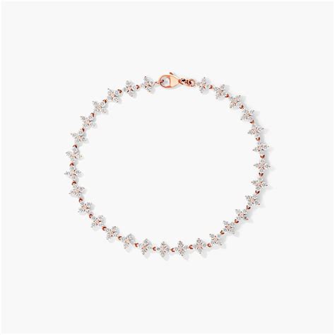 Lab-Grown Diamond Blossom Tennis Bracelet In 14K Rose Gold-81617r14l