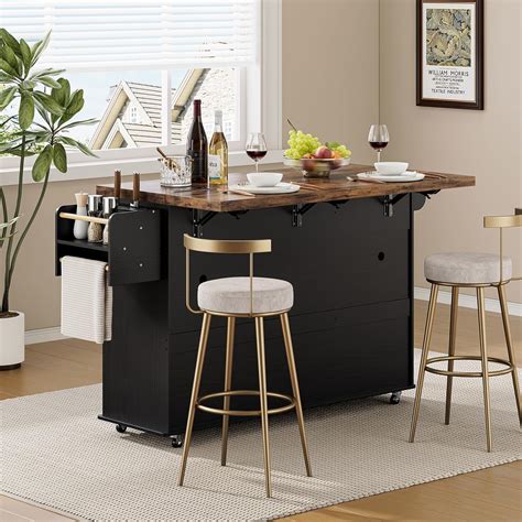 ONBRILL 60 Kitchen Island with Power Outlet & Drop Leaf, India | Ubuy