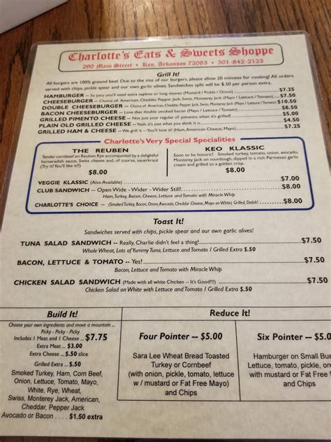 Carta del postres Charlotte's Eats & Sweets, Keo