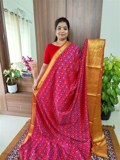 Soft Patola Sarees with Kanjivaram Border - Pink – Looms Legacy