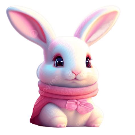 Realistic Cute Little Pink Bunny, 3d Render Bunny, Cute Bunny, Little ...