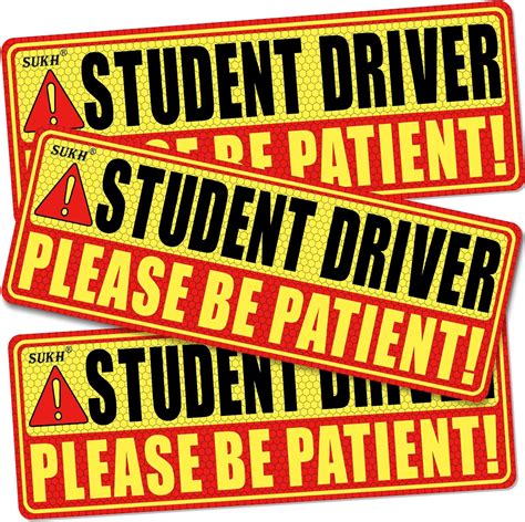 Amazon.com: Sukh Student Driver Car Magnet - Be Patient Student Driver ...