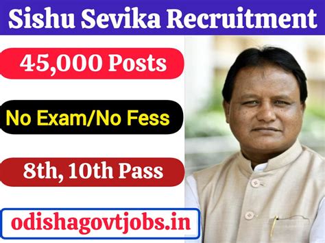 Odisha Sishu Sevika Recruitment 2025 ! Apply Online For 45,000 Post