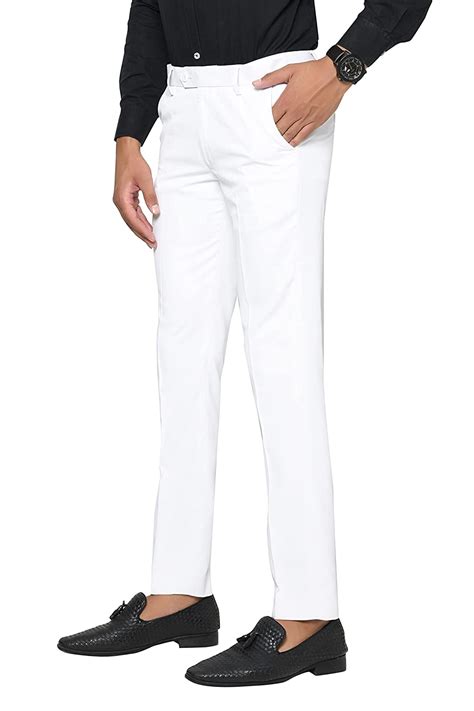Buy FRANKO ROGER Slim Fit Plain Flexi Men's Formal Trouser (42, White ...