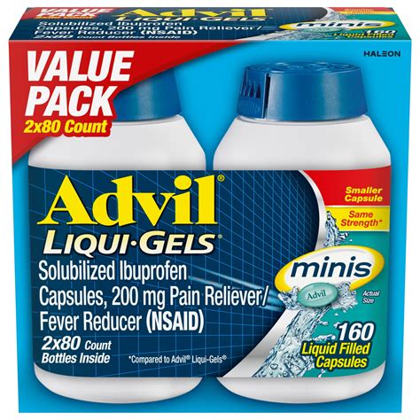 Advil Liqui-Gels Minis Pain Relievers for Headache Relief, Fever ...