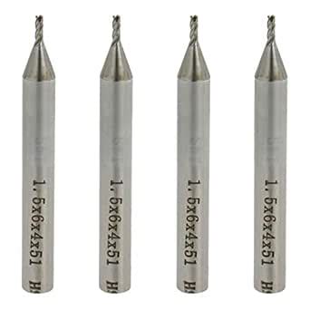 Rannb End Mill Cutter CNC Bit 1.5mm Cutting Dia 6mm Shank Dia - Pack of ...