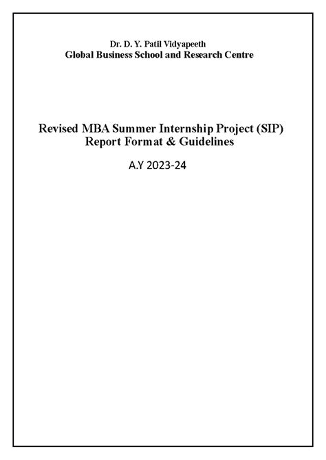 MBA SIP Project Report Guidelines (A.Y 2023-24) - Studocu