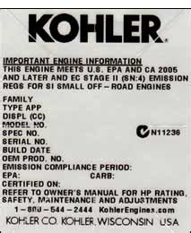 Image result for Kohler Engine Model Number