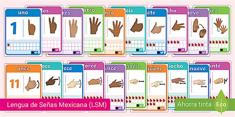 Números en Lengua de Señas Mexicana para imprimir - Twinkl