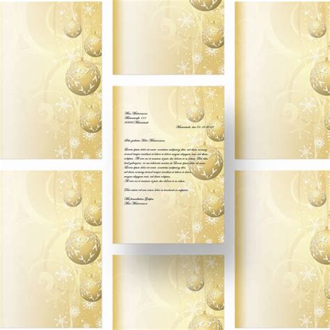 Weihnachtspapier | Briefpapier Weihnachten Goldene Weihnachtskugeln