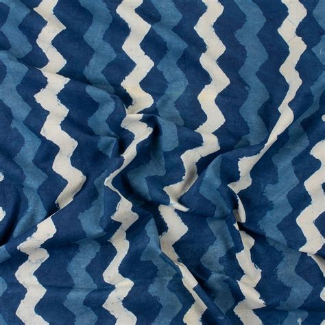 Indigo Blue Wave Hand Block Print Fabric at Best Prices – DMAASA