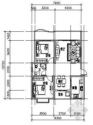 两室两厅一厨一卫80平方米-建筑户型图-筑龙建筑设计论坛