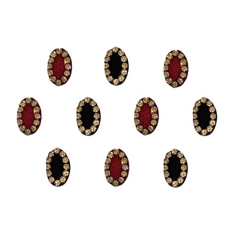 Comet Busters® Maroon, Black, Multicolor Oval Velvet, Diamond Bindi ...