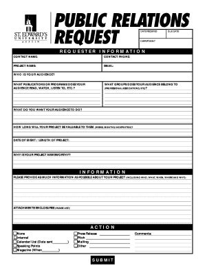 Fillable Online think stedwards Public Relations Request Form Fax Email ...