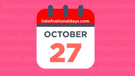 OCTOBER 27TH - List Of National Days