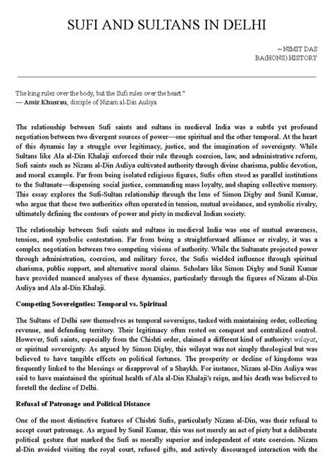 BA(HONS) HISTORY: Sufi Saints and Sultans in Medieval Delhi Dynamics ...