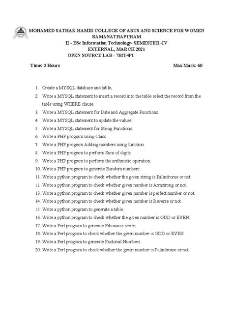 OSS FULL LAB LIST - Open Source Lab List - MOHAMED SATHAK HAMID COLLEGE ...