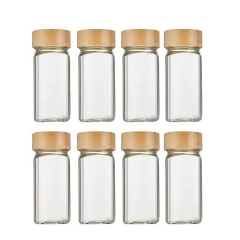 Buy M.T. BROTHERS - 120 ML Glass Square Shape Spice Jars With Brown ...