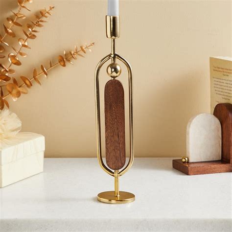 Buy Splendid Dastkari Wooden Taper Candle Holder from Home Centre at ...