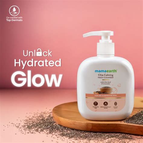 Mamaearth Chia Calming Face Cleanser with Chia Seed & Ceramides for Dry ...