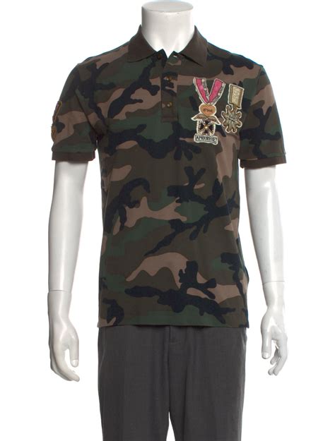Valentino Camouflage Print Collar Polo Shirt - Green Polos, Clothing ...