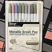 Bianyo Metallic Brush Marker Pens, 10 Colors Calligraphy Pens for ...