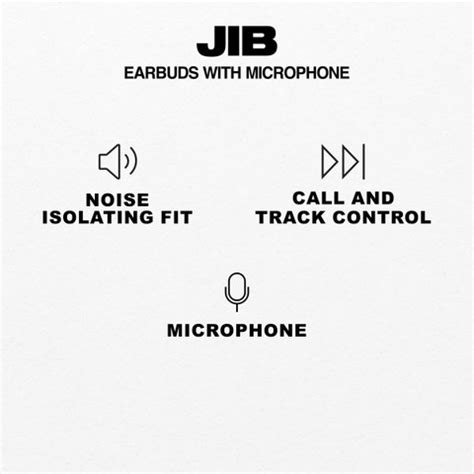 Jib Wired Earbuds with Microphone, Noise Isolating Fit, Call and Track ...