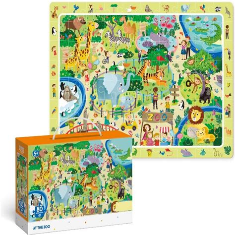 Children Colorful Animal Puzzle 80 Pieces Animal Toys for Children ...